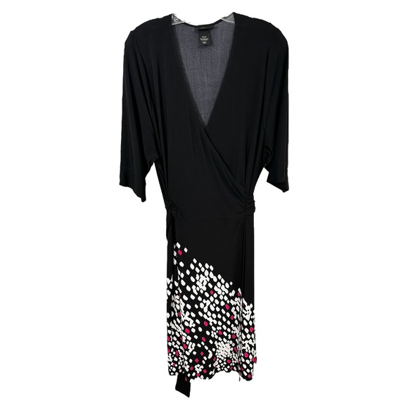 Lane Bryant Plus Size 18/20 Dress Black Faux Wrap Midi Belted Mature Career 1647 - Picture 1 of 6